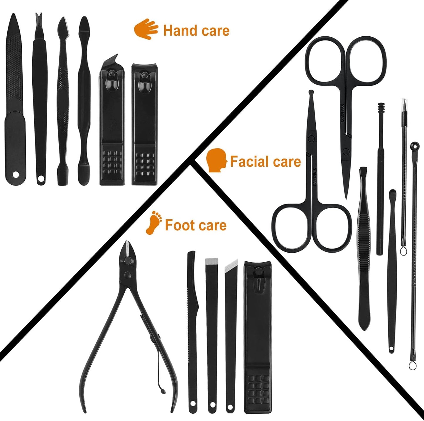 Manicure Set, 18 in 1 Professional Pedicure Kit Stainless Steel Personal Care Nail kit Manicure Portable Nail Clipper Set