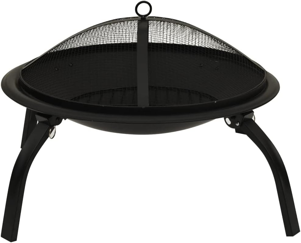 2-In-1 Fire Pit And BBQ With Poker 56x56x49 Cm Steel, With Colour Black
