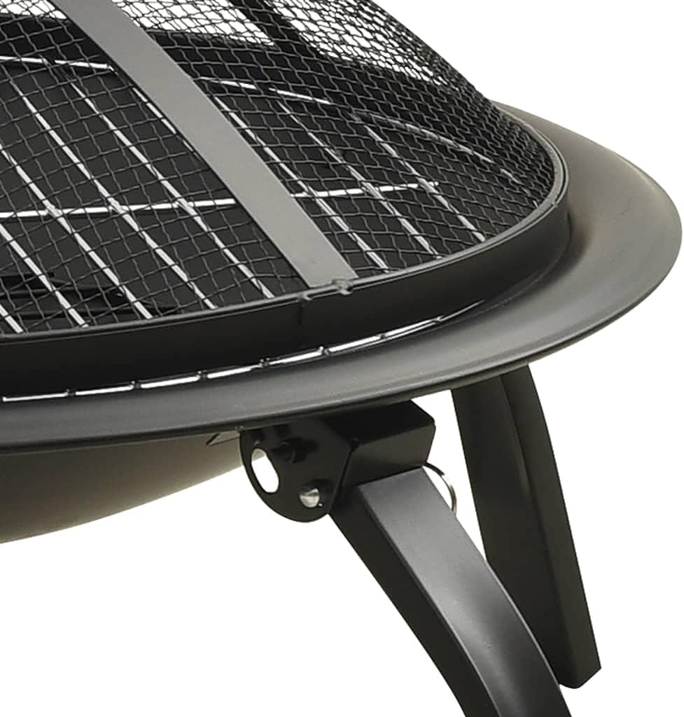 2-In-1 Fire Pit And BBQ With Poker 56x56x49 Cm Steel, With Colour Black
