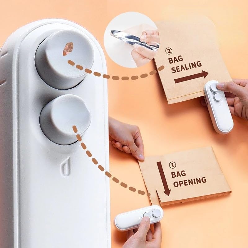 Mini Bag Sealer, 2 In 1 Rechargeable Bag Sealer