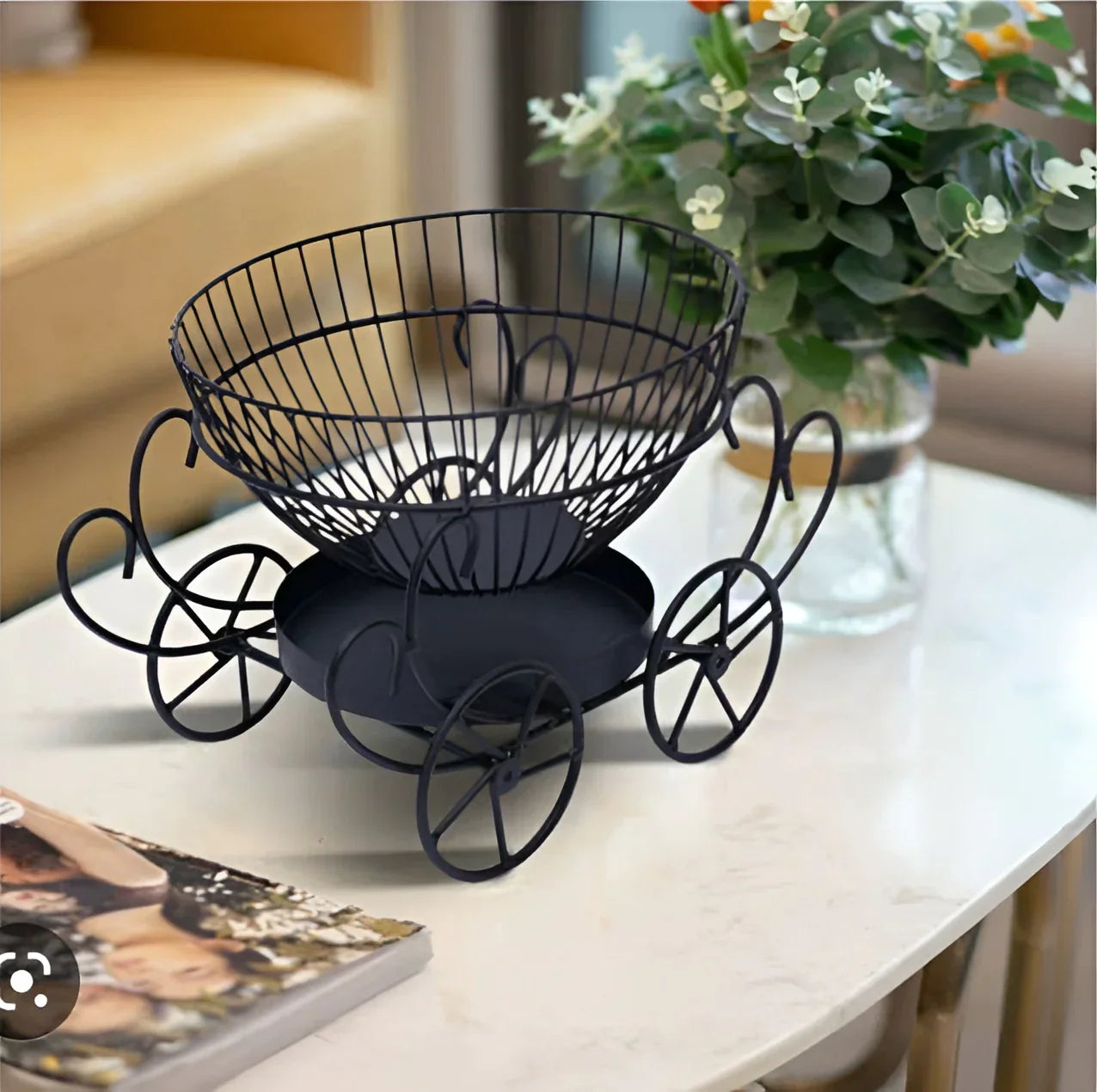 2 Tier Decorative Fruit Basket, Metal Snacks & Fruit Basket