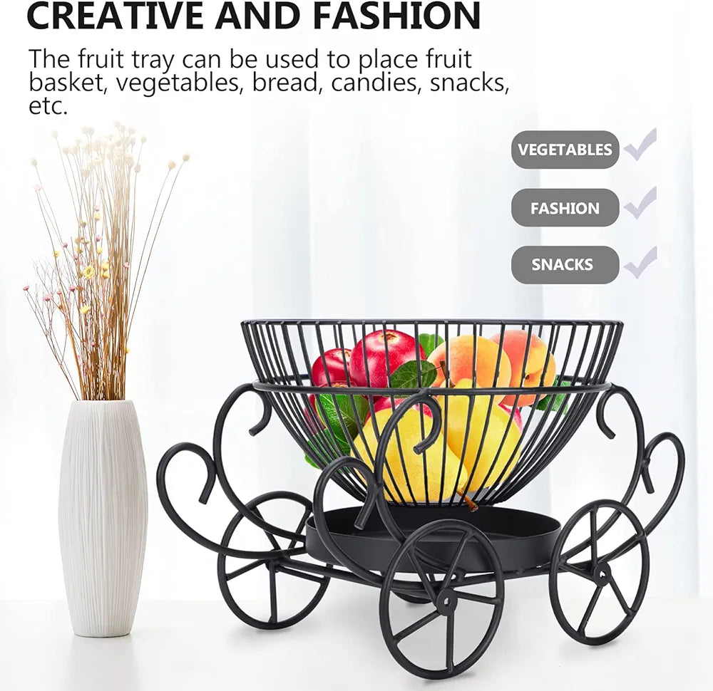 2 Tier Decorative Fruit Basket, Metal Snacks & Fruit Basket
