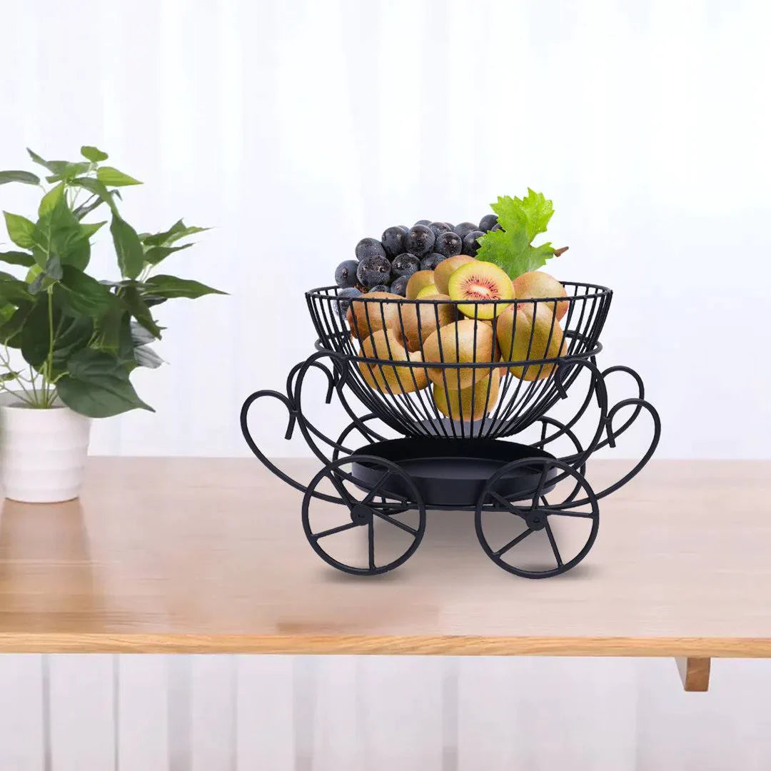 2 Tier Decorative Fruit Basket, Metal Snacks & Fruit Basket