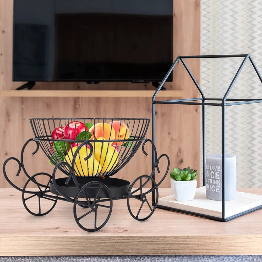 2 Tier Decorative Fruit Basket, Metal Snacks & Fruit Basket