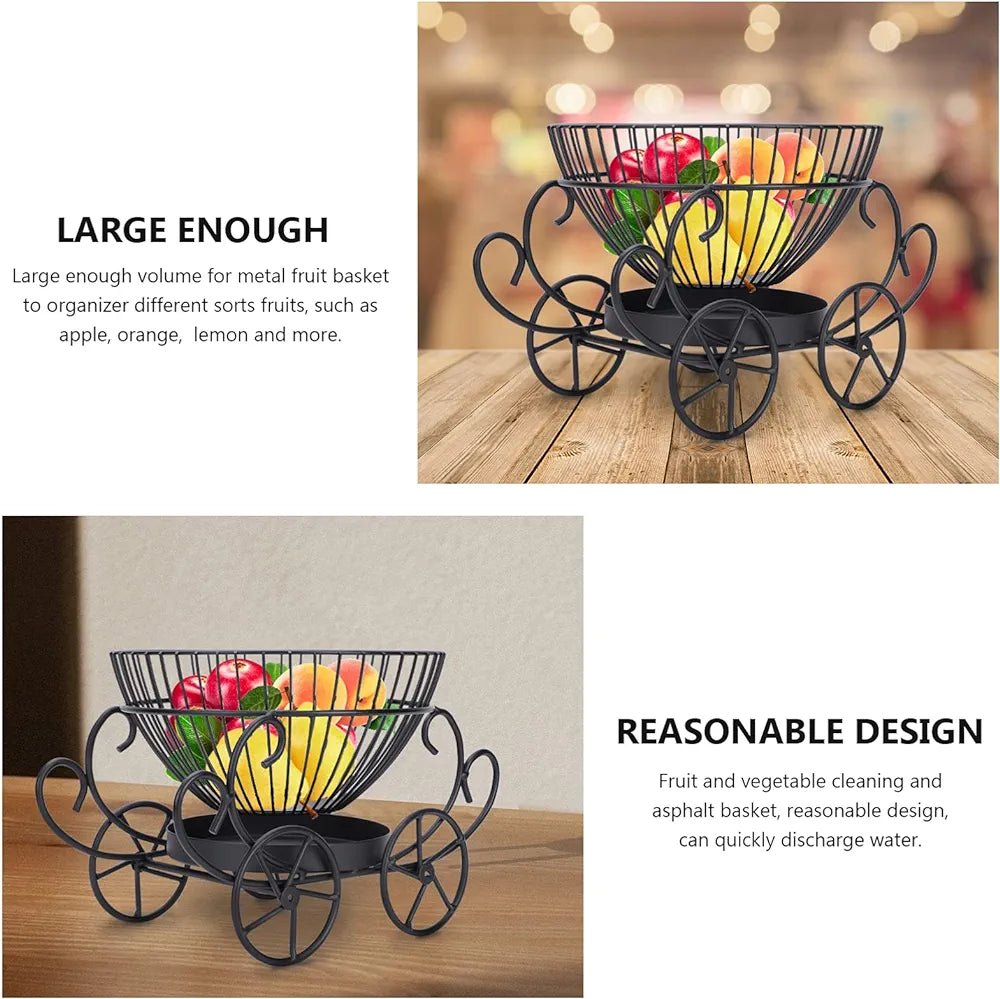 2 Tier Decorative Fruit Basket, Metal Snacks & Fruit Basket