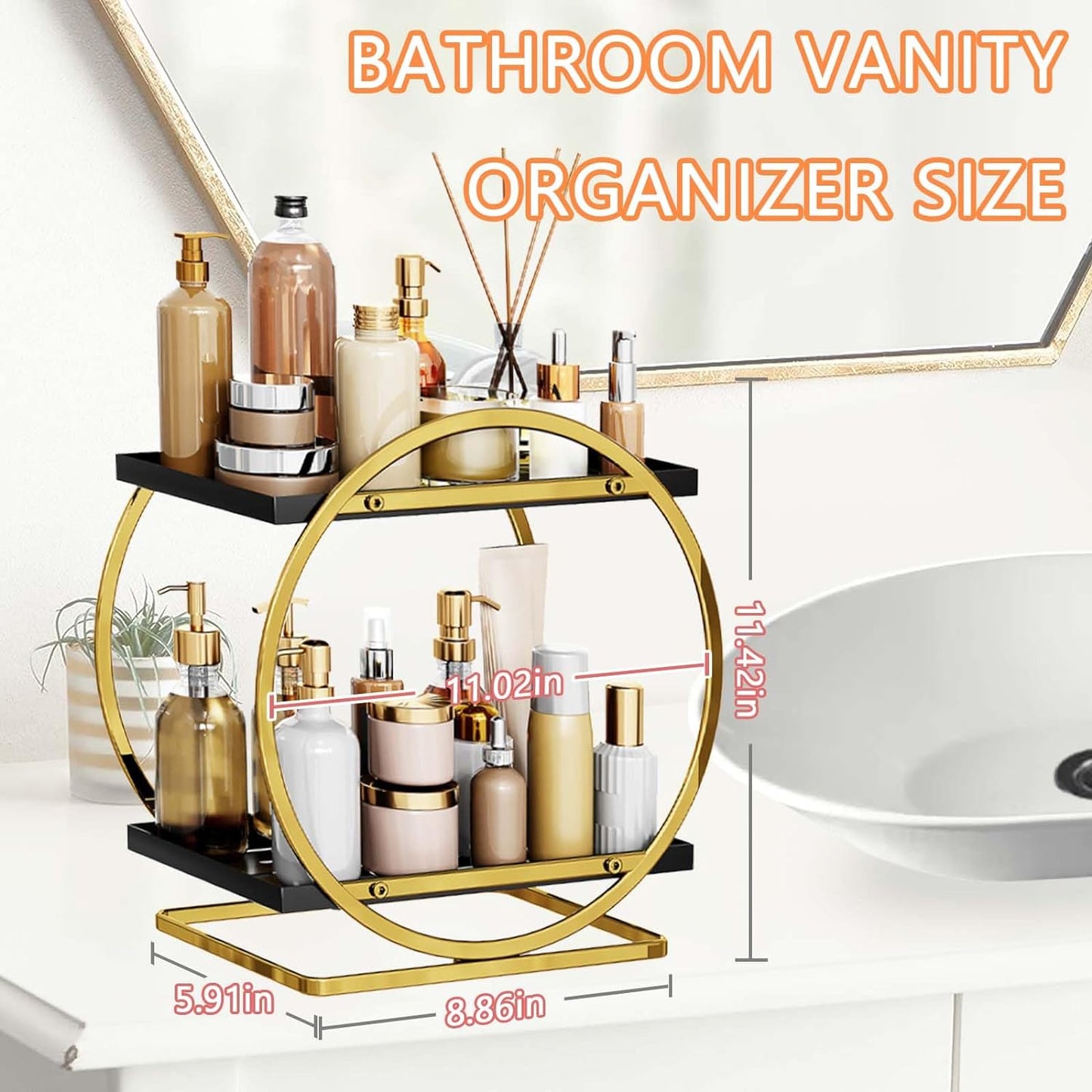Makeup Organizers And Storage, 2 Tier Metal Perfume Skincare Cosmetics Organizer Rack