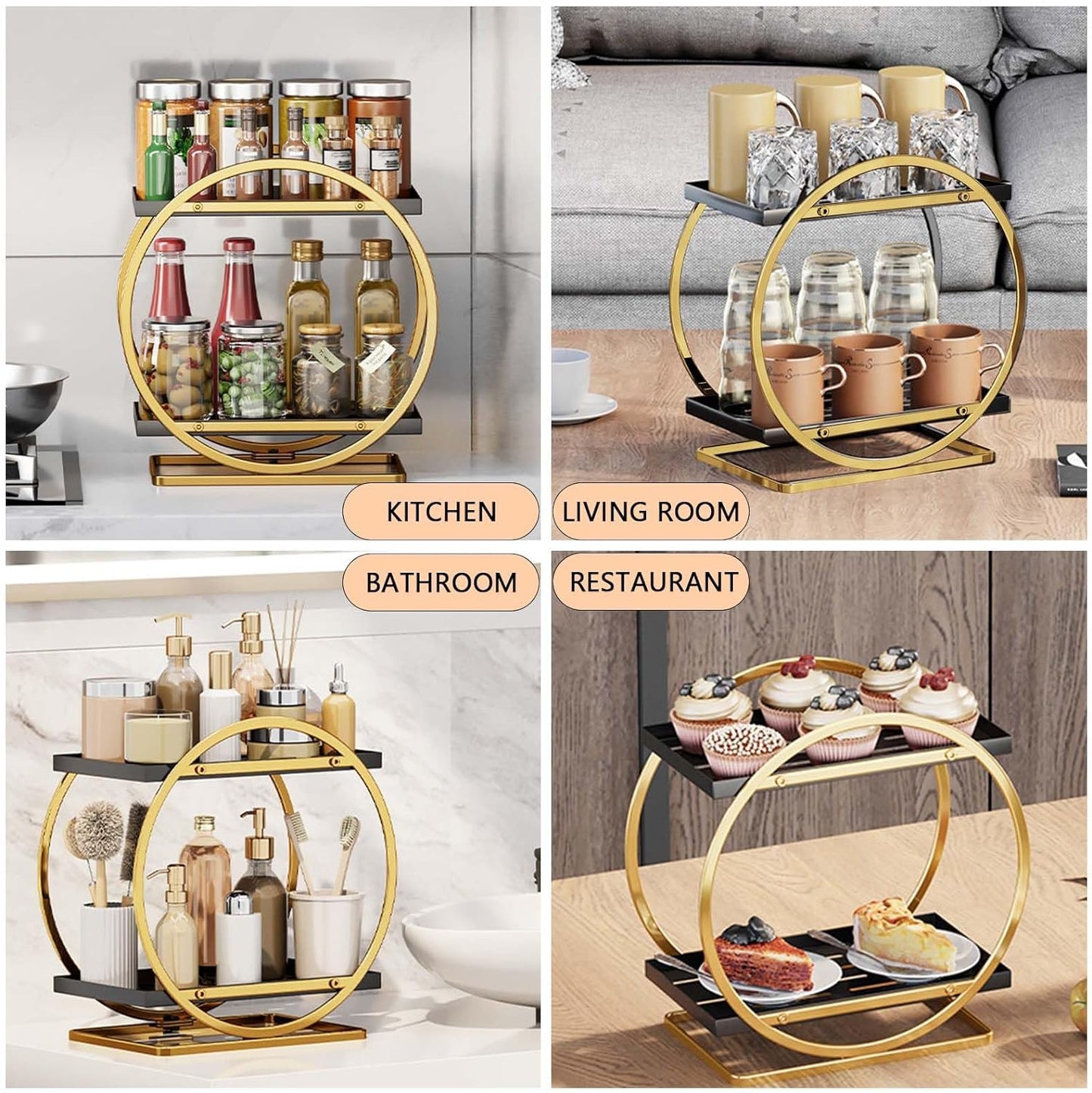 Makeup Organizers And Storage, 2 Tier Metal Perfume Skincare Cosmetics Organizer Rack