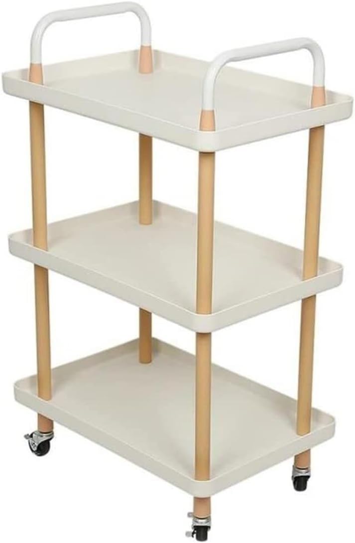 3-Tier Kitchen Storage Trolley, Kitchen Multi-Function Rolling Cart Storage Rack Aesthetic Room Decor