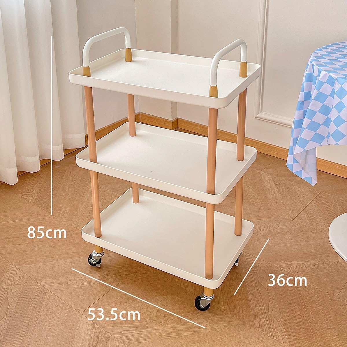 3-Tier Kitchen Storage Trolley, Kitchen Multi-Function Rolling Cart Storage Rack Aesthetic Room Decor