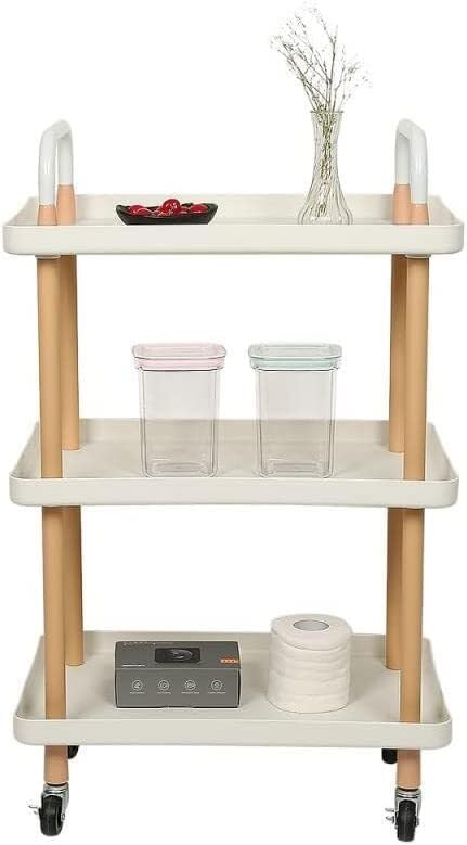 3-Tier Kitchen Storage Trolley, Kitchen Multi-Function Rolling Cart Storage Rack Aesthetic Room Decor