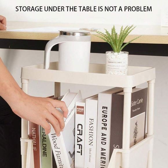 1pc 3-Layer Storage Rack With Wheels, Movable Bookshelf Rack Home Organization