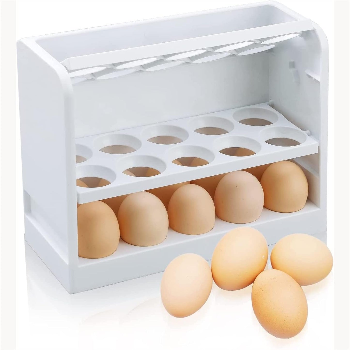 30 Grid Egg Holder For Refrigerator, 3-Layer Egg Storage Container Plastic