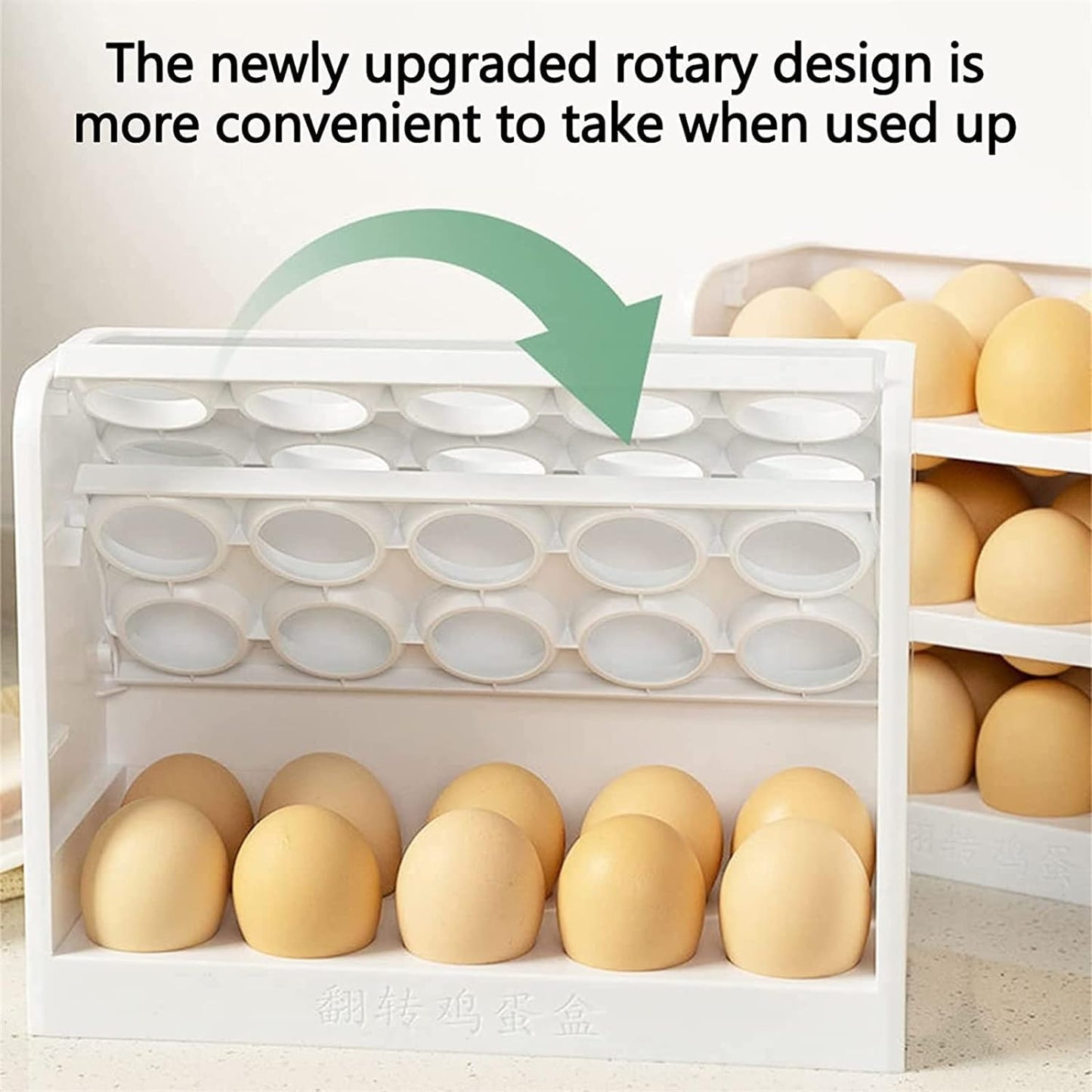 30 Grid Egg Holder For Refrigerator, 3-Layer Egg Storage Container Plastic
