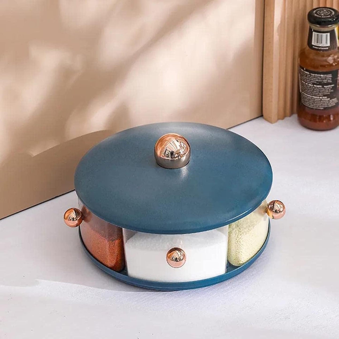 Kitchen Multifunctional Spice Dispenser, 360° Rotating Large Capacity Spice Seasoning Box