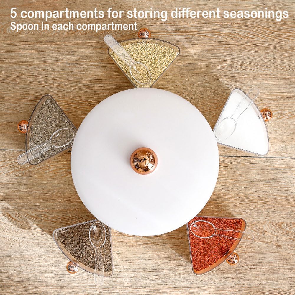 Kitchen Multifunctional Spice Dispenser, 360° Rotating Large Capacity Spice Seasoning Box