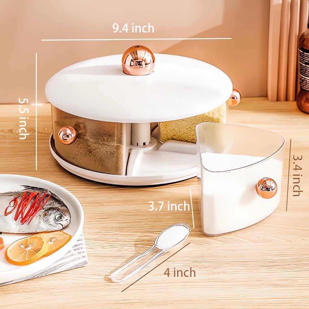 Kitchen Multifunctional Spice Dispenser, 360° Rotating Large Capacity Spice Seasoning Box