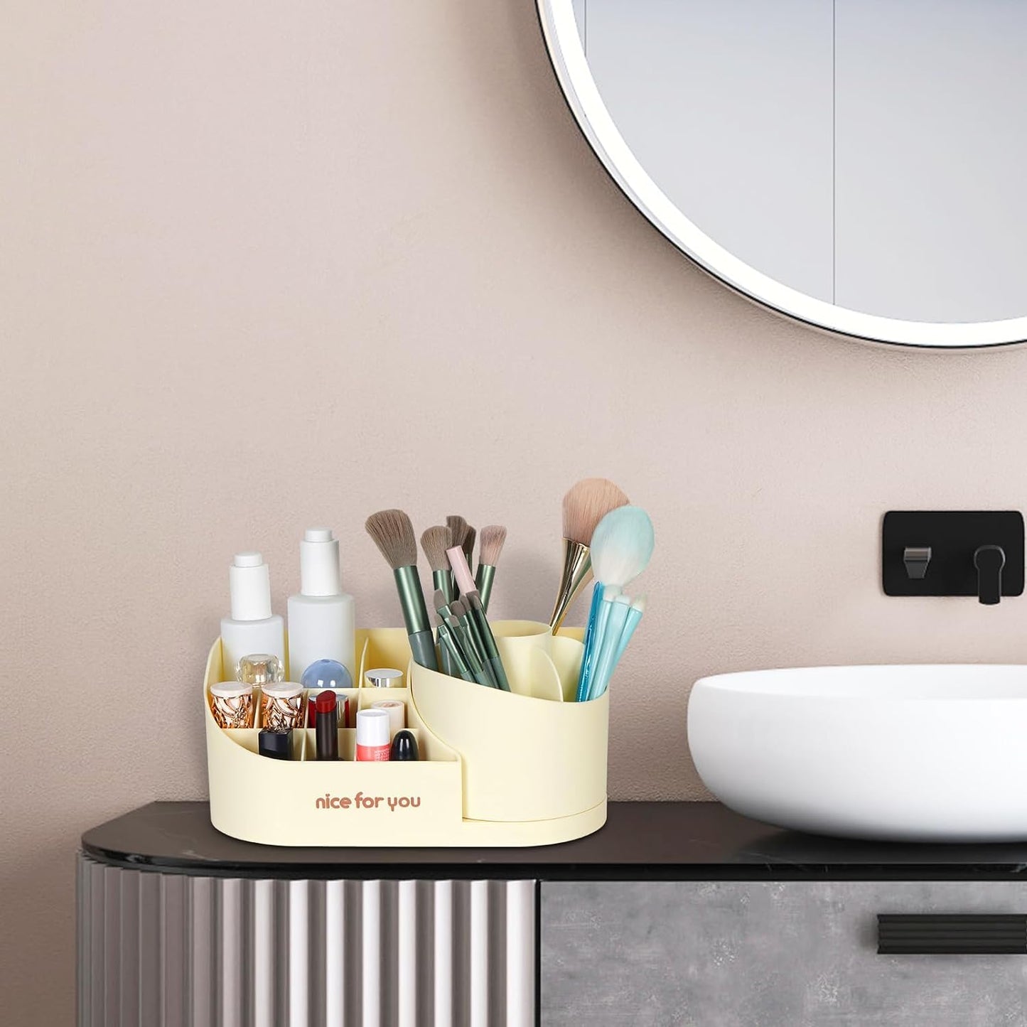 360°Rotating Makeup Organizer, Large Capacity Makeup Tools Holder Cosmetic Display Case