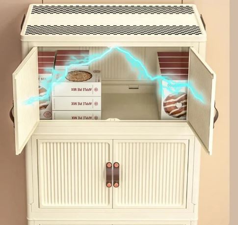3 Layer Folding Storage Wardrobe ABS Plastic With Wheels