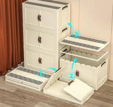 3 Layer Folding Storage Wardrobe ABS Plastic With Wheels