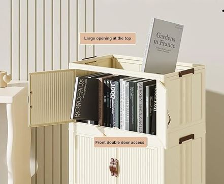 3 Layer Folding Storage Wardrobe ABS Plastic With Wheels