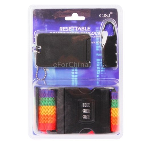 3 In 1 Travel Security Kit - Resettable Combination Padlock Set Locks With Belt Strap, ID Tag