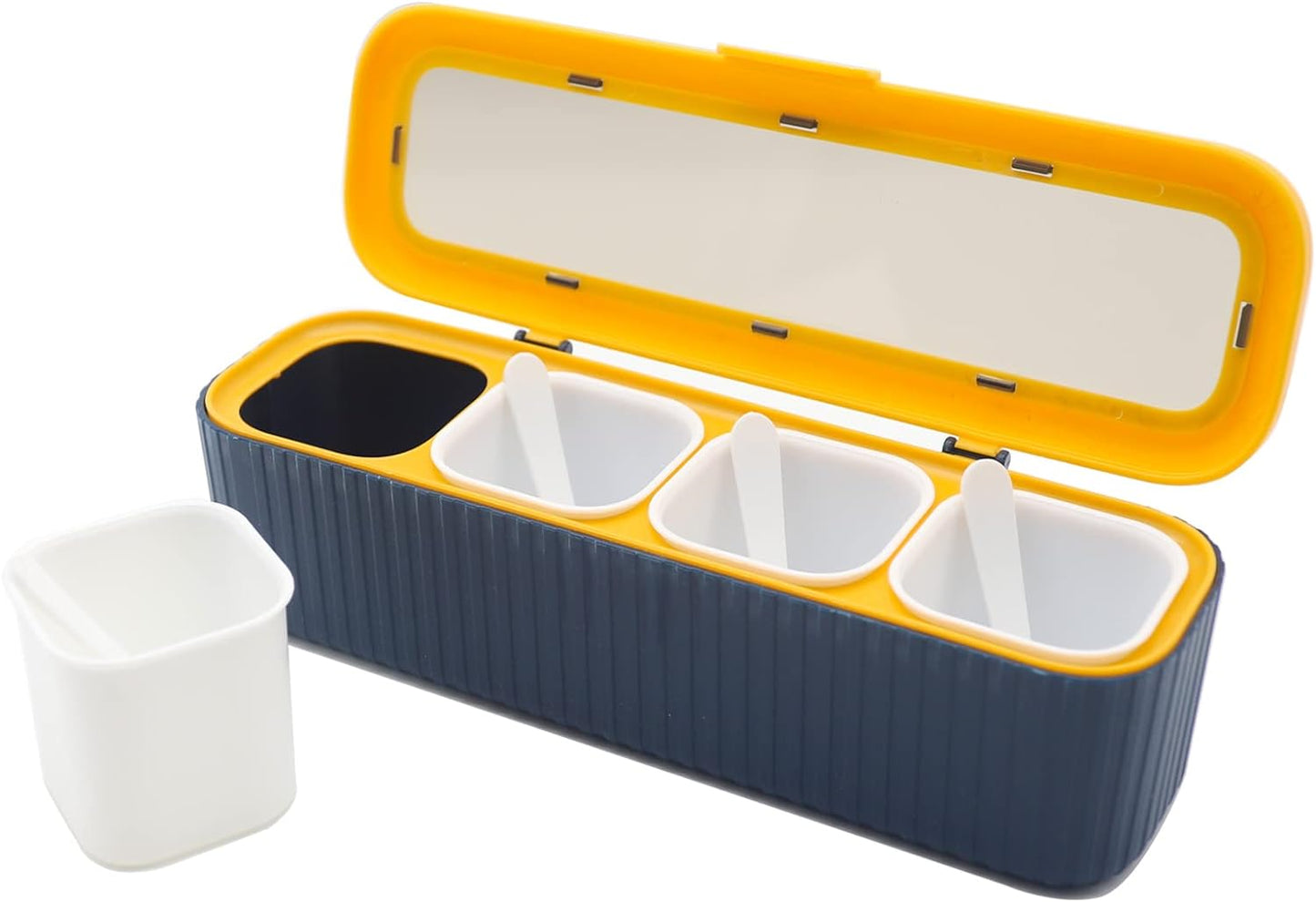 4-Compartment Seasoning Jar Storage Container, Kitchen Storage Container For Storing Spices Salt Sugar Pepper