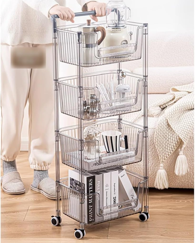 4 Tier Utility Storage Cart, Storage Cart For Kitchen, Bathroom, Office, Laundry, Makeup