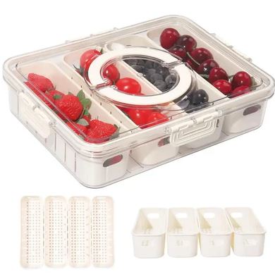 Small Snackle Container Lunch Box, Air-Tight Square Snack Container Snackle Box With Handle