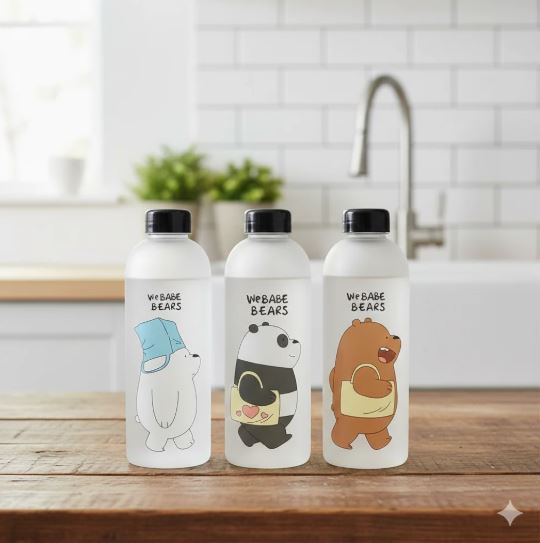 500ml Bear Style Water Bottle With Straw
