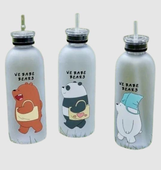 500ml Bear Style Water Bottle With Straw