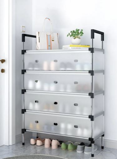 5/6/7 Layer Shoe Rack Stainless Steel Stackable Shoe Rack Organizer with Cover