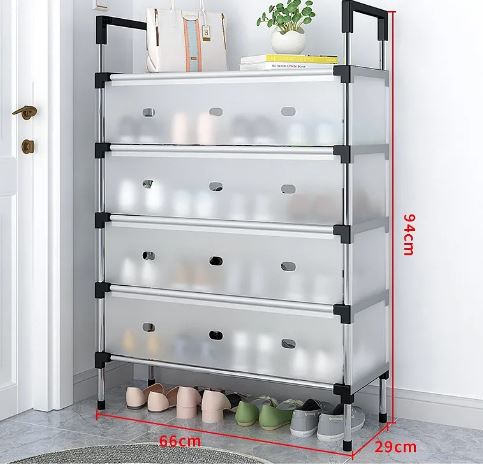 5/6/7 Layer Shoe Rack Stainless Steel Stackable Shoe Rack Organizer with Cover
