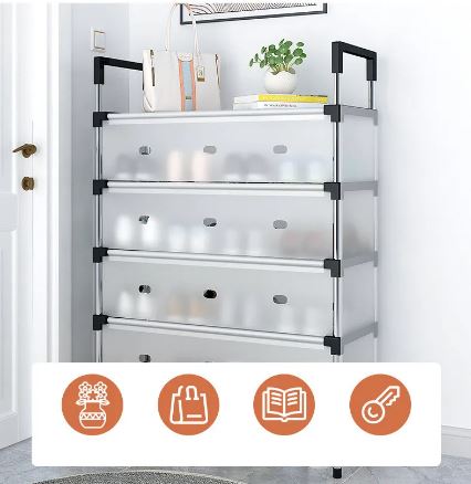 5/6/7 Layer Shoe Rack Stainless Steel Stackable Shoe Rack Organizer with Cover