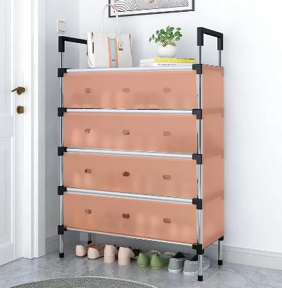 5/6/7 Layer Shoe Rack Stainless Steel Stackable Shoe Rack Organizer with Cover