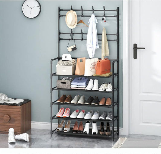 Multi Layers Shoe Rack Coat Hanging Organizer