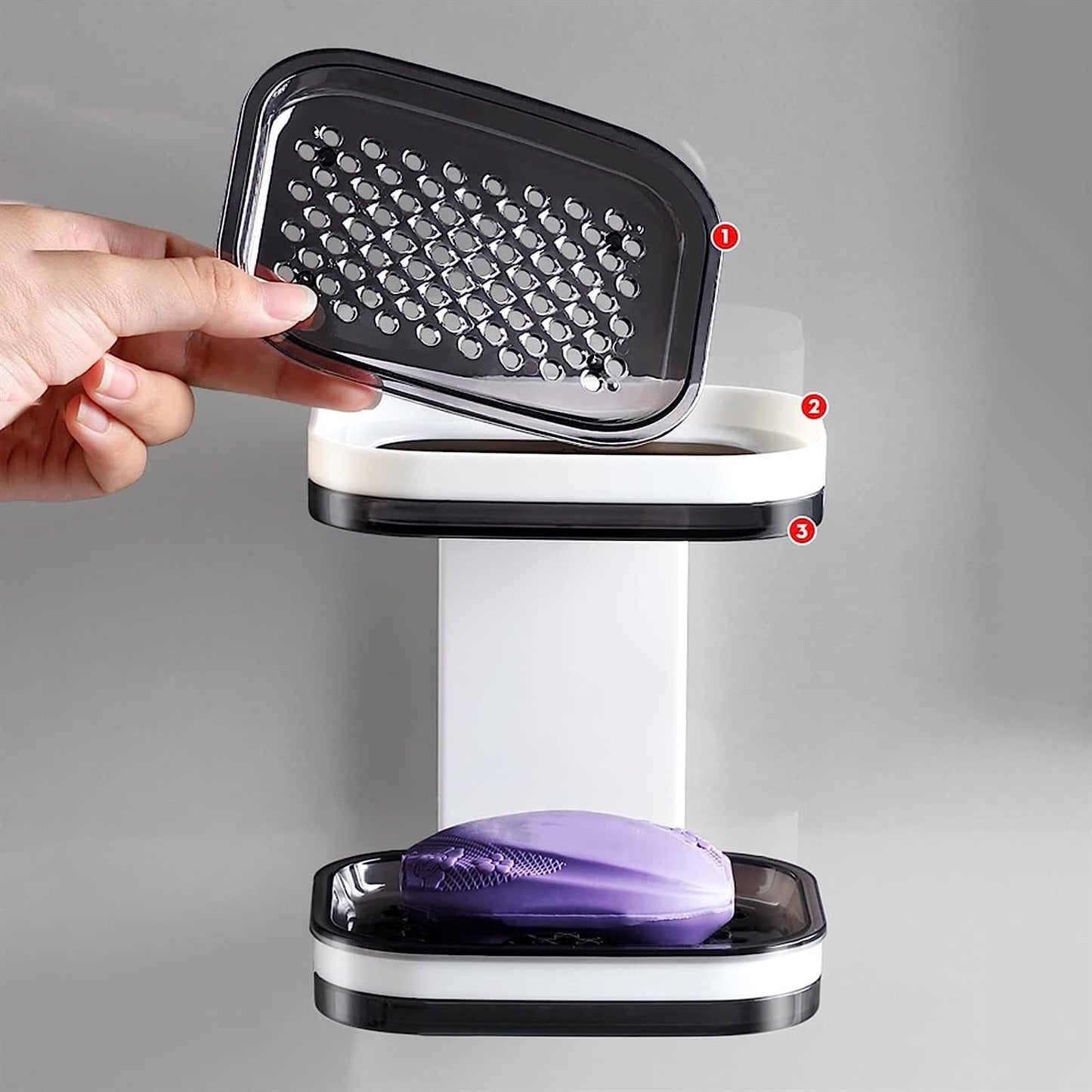Double Layer Soap Dish Suction Cup Soap Holder, Strong Sponge Holder for Shower, Bathroom, Tub and Kitchen Sink