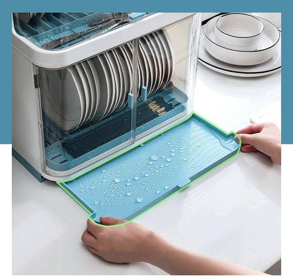 Kitchen Dish Drainer Plastic With Lid Drainer Rack Drip Tray Cutlery Holder - Covered Dish Rack 2 Layer Dust-Safe