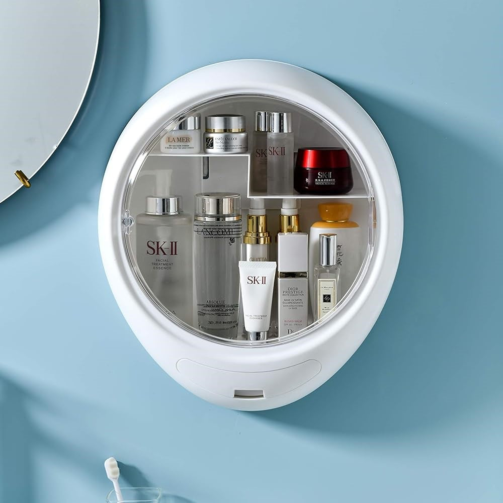 Cosmetic Storage Modern Makeup Organizer, Oval Display Wall Boxes