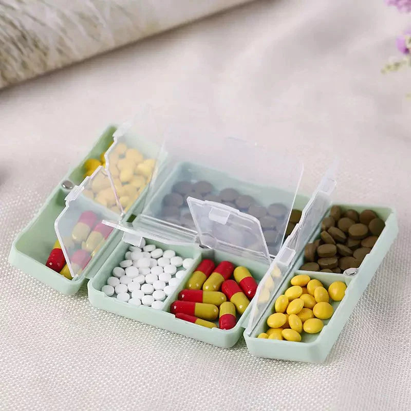 7 Days Foldable Travel Medicine Holder, Weekly Magnetic Pill Storage Box, Tablet Storage Dispenser Container