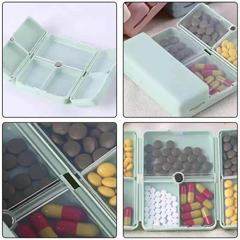 7 Days Foldable Travel Medicine Holder, Weekly Magnetic Pill Storage Box, Tablet Storage Dispenser Container