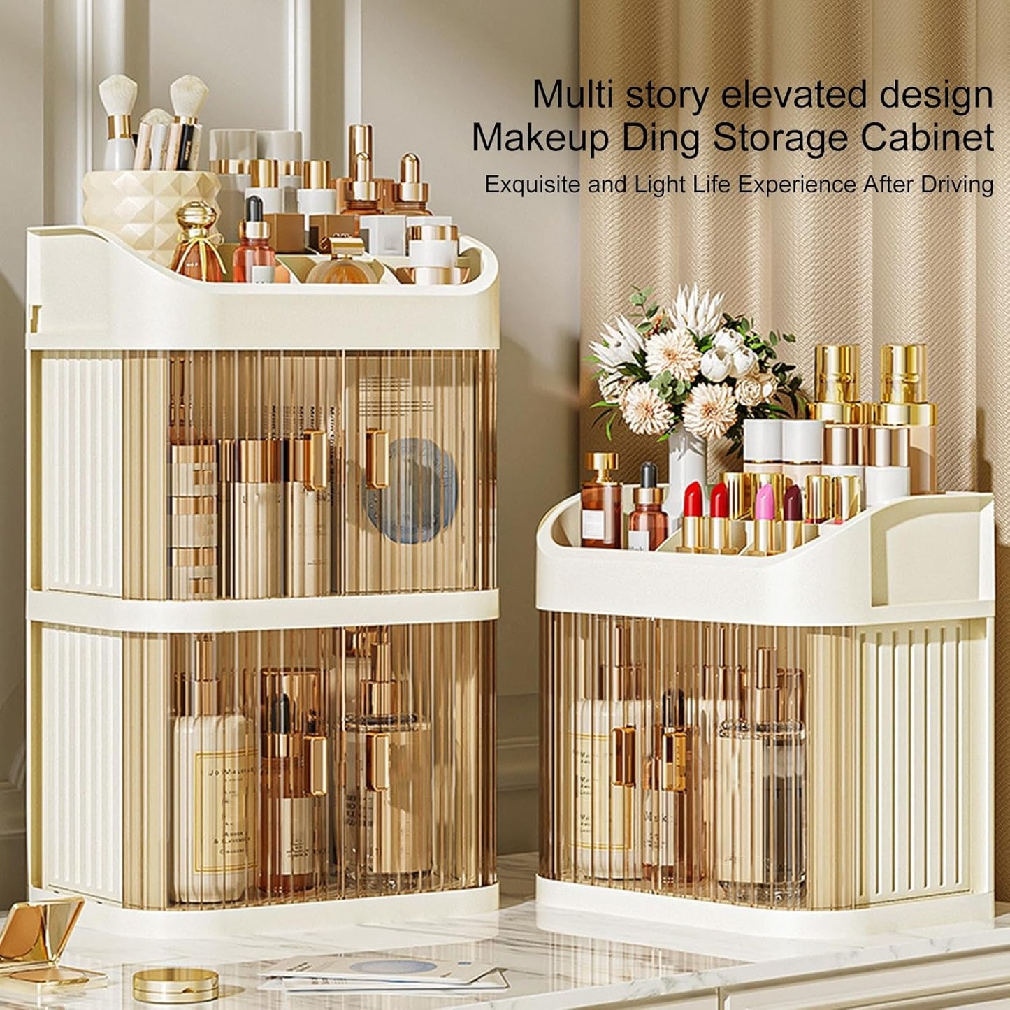 Makeup Storage Box, 2/3 Layer Multi Compartments Cosmetic Organizer, Acrylic Cosmetics Display Case