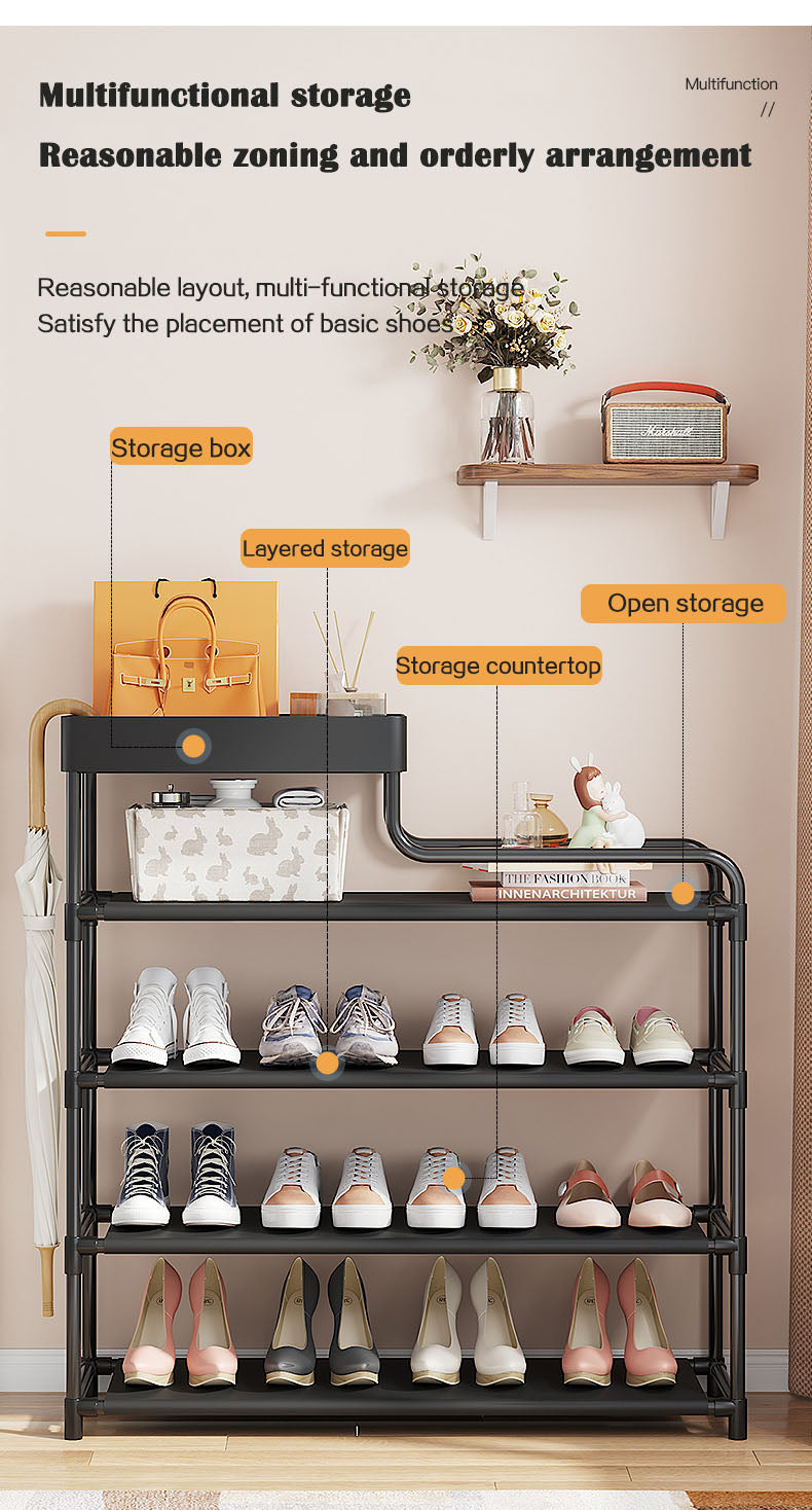 Adjustable Shoe Rack Organizer With Storage Shelf