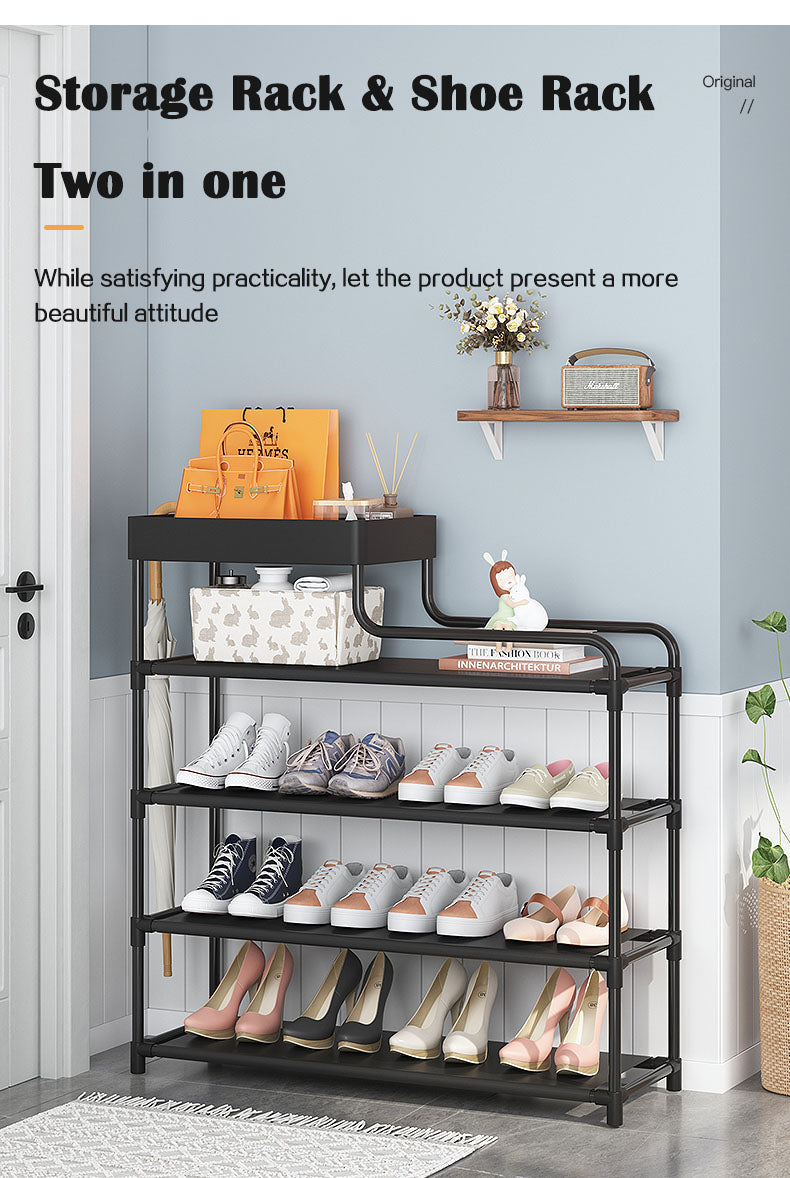 Adjustable Shoe Rack Organizer With Storage Shelf