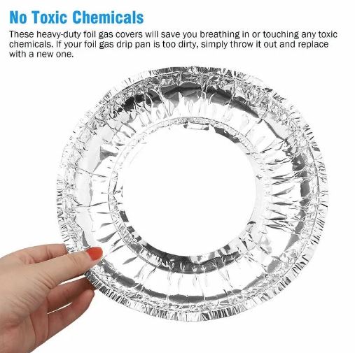 (Pack of 10) Aluminum Foil Gas Stove Burner Covers, Aluminum Foil Plate Gas Hob Protector Burner Cover