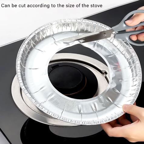 (Pack of 10) Aluminum Foil Gas Stove Burner Covers, Aluminum Foil Plate Gas Hob Protector Burner Cover