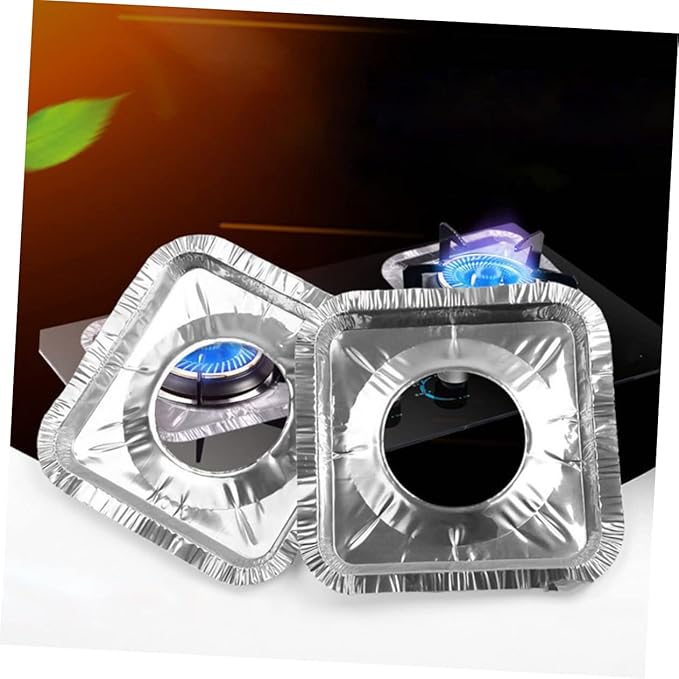 (Pack of 10) Aluminum Foil Gas Stove Burner Covers, Aluminum Foil Plate Gas Hob Protector Burner Cover