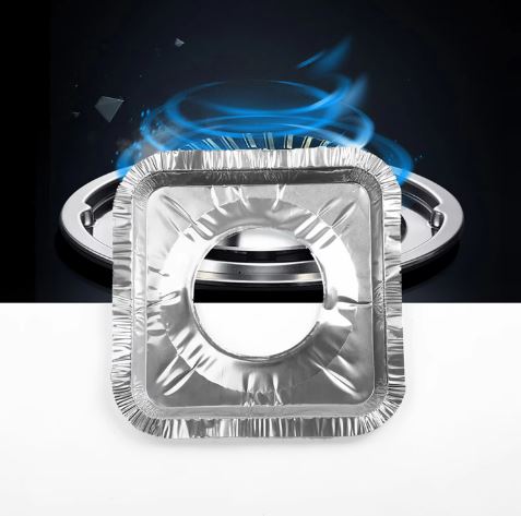 (Pack of 10) Aluminum Foil Gas Stove Burner Covers, Aluminum Foil Plate Gas Hob Protector Burner Cover