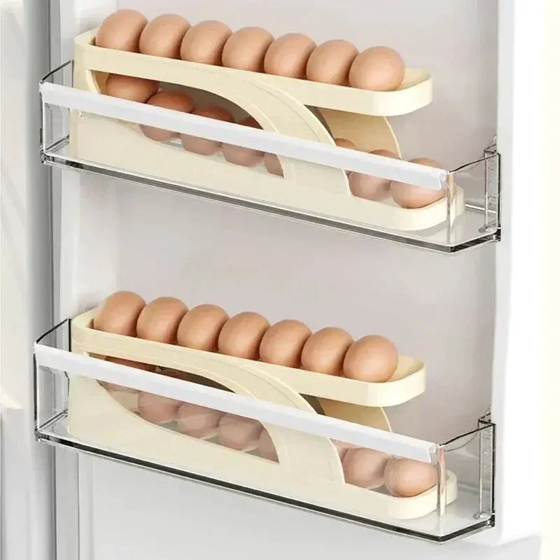 Automatic Scrolling Egg Rack, Double Layer Egg Dispenser, Counter Top Egg Storage Tray