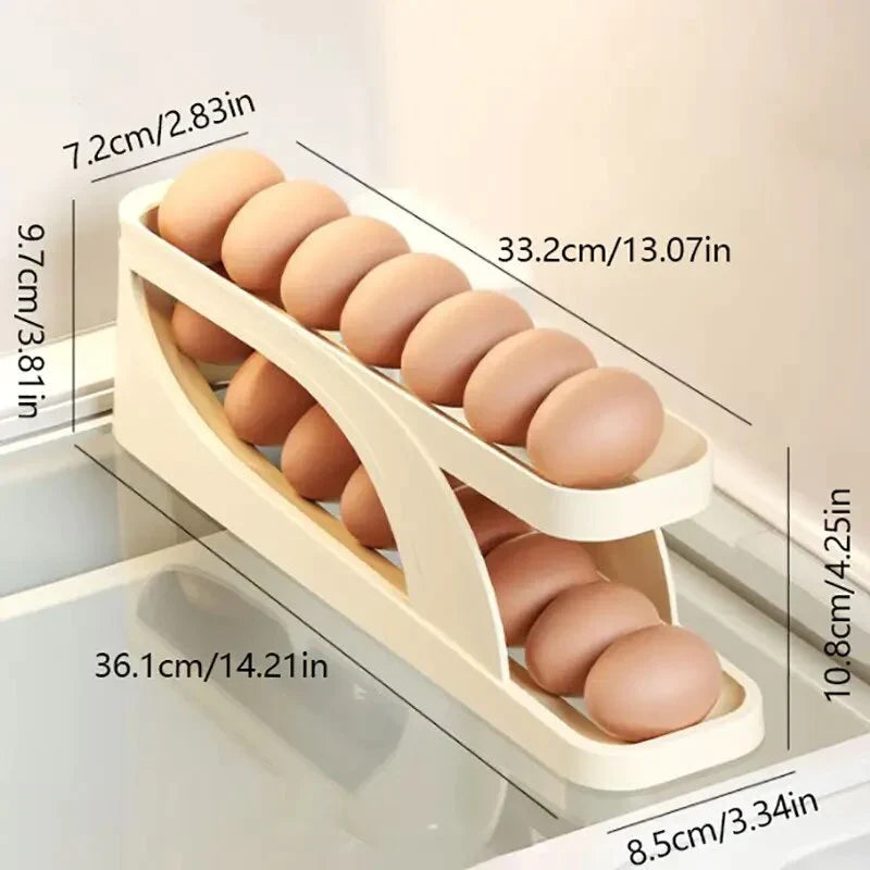 Automatic Scrolling Egg Rack, Double Layer Egg Dispenser, Counter Top Egg Storage Tray