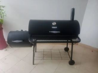 BBQ Charcoal Grill And Offset Smoker For Picnic Garden Terrace Camping Beach Outdoor, Pit Patio Backyard Home Meat Cooker Smoker With 2 Wheels